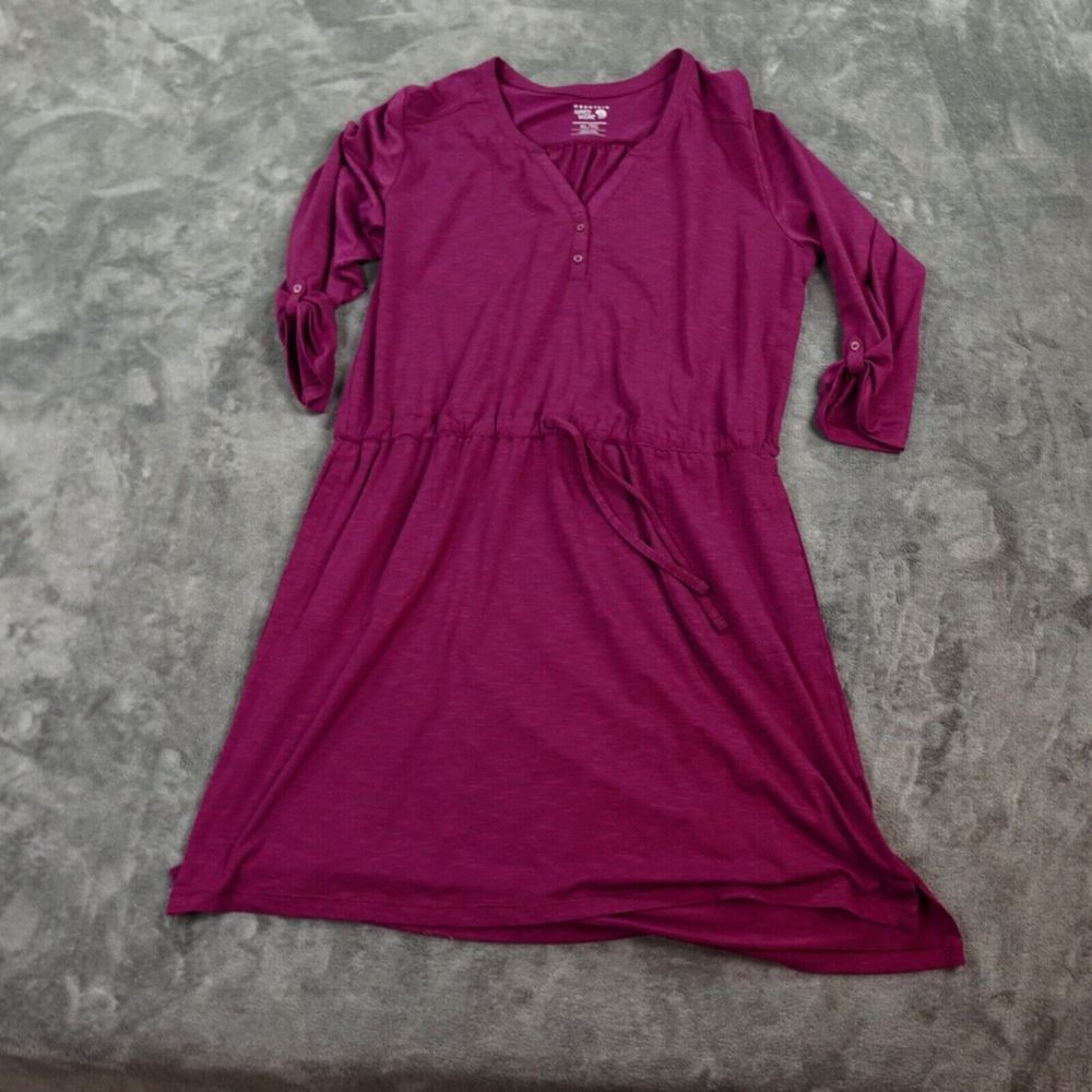 Mountain Hardwear Dress Women Extra Large Burgandy Quarter Sleeve‎ Tie Belt